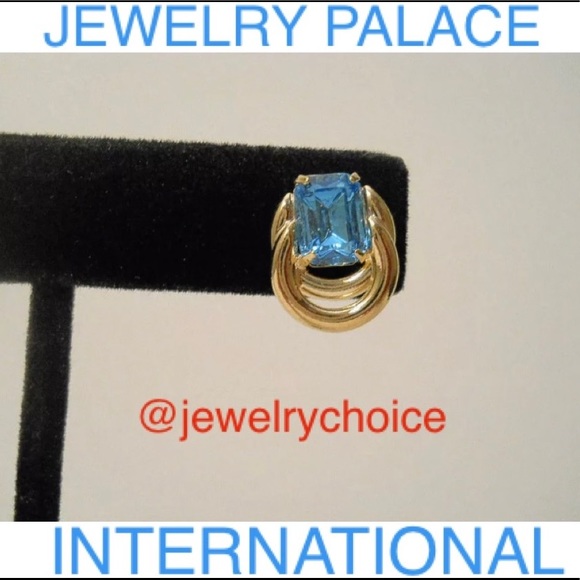 14K Gold Filled Stunning Light Blue Cubic Zirconia Post Earrings - Picture 3 of 11